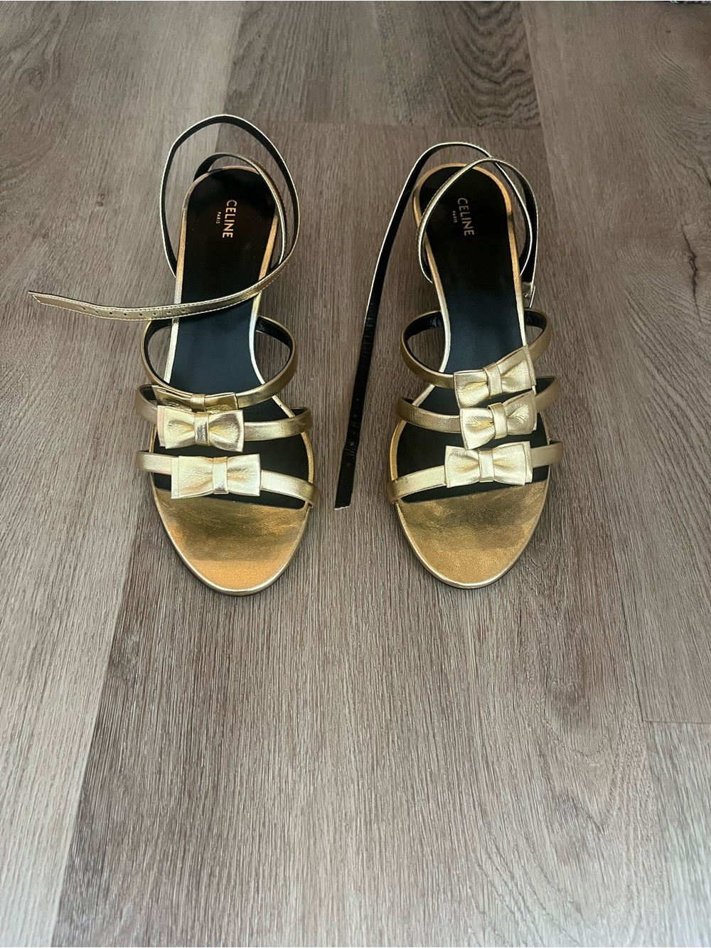 Celine Gold Kitten Heel Sandal - NEW - Picture 4 of 7